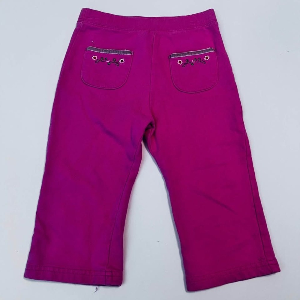 Vintage Okie Dokie Pink Embroidered Pants 18M Floral Cotton Baby Girl
